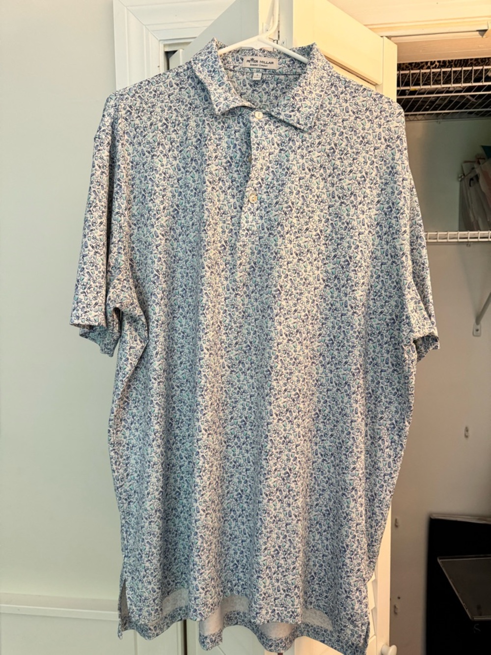 Peter Millar Blue Floral Print Polo